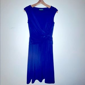Ralph Lauren Royal Blue Stretch Front Twist Dress Size 8